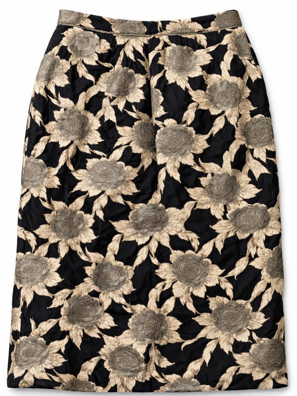 Ann Taylor Floral A-Line Skirt Size 12 Black Cream Fully Lined Career Classic - Picture 2 of 14